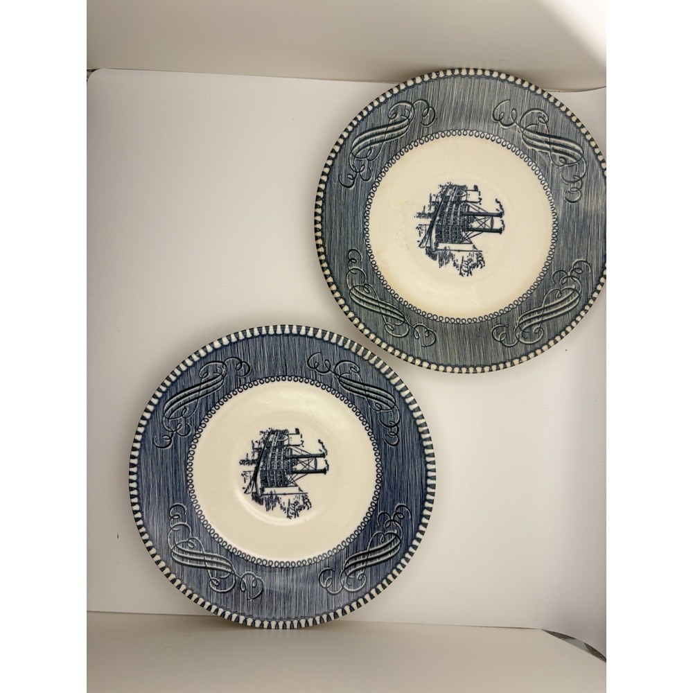 Royal China Currier & Ives Low Water On The Mississippi 6in Saucers Lot of 2